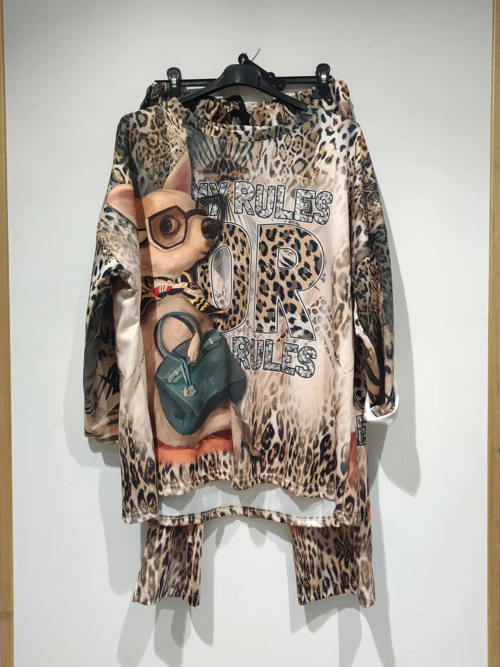 PP-800 | Cool Dog My Rules | Printed Pants & Top Set | One Sz S-L